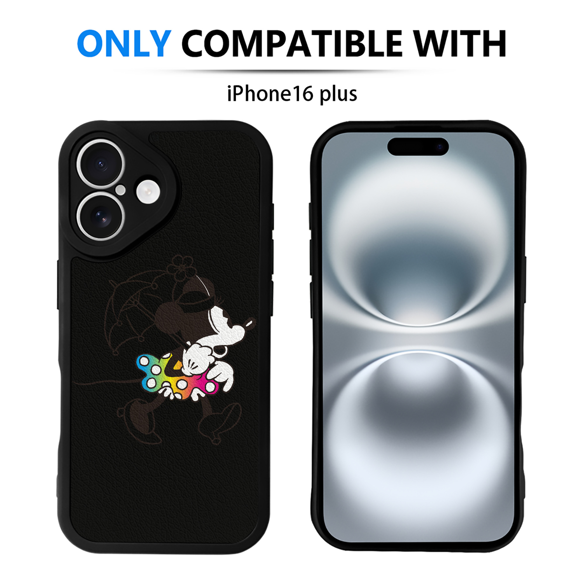 （画像用） ミッキーマウス Mickey Mouse 【iPhone 16シリーズ対応】シリコンスマホケース（レザー調） 材質：シリコン